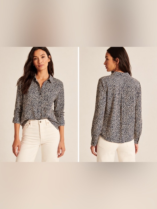 J. Crew Tops - J Crew Leopard Print Blouse Button Up Shirt Long Sleeve Animal Preppy Business